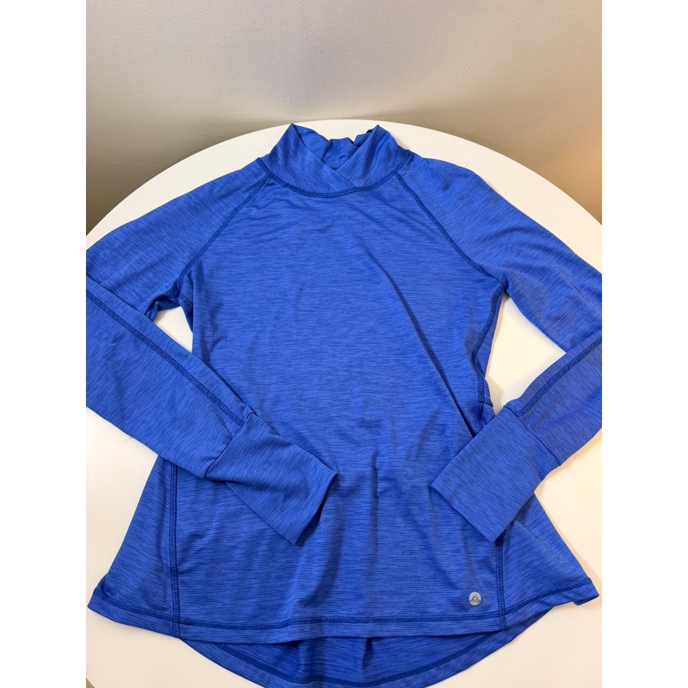 Apana Performance‎ Top Women Small Blue Excellent Thumbhole Pleated Back Active